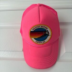 Aviator Nation Vibrant Pink Cap with Stripes